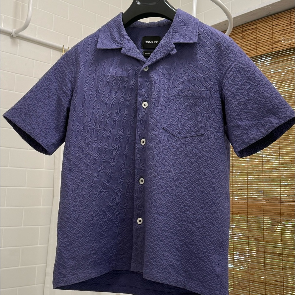 Purple Seersucker Men's Camp Shirt by Howlin’